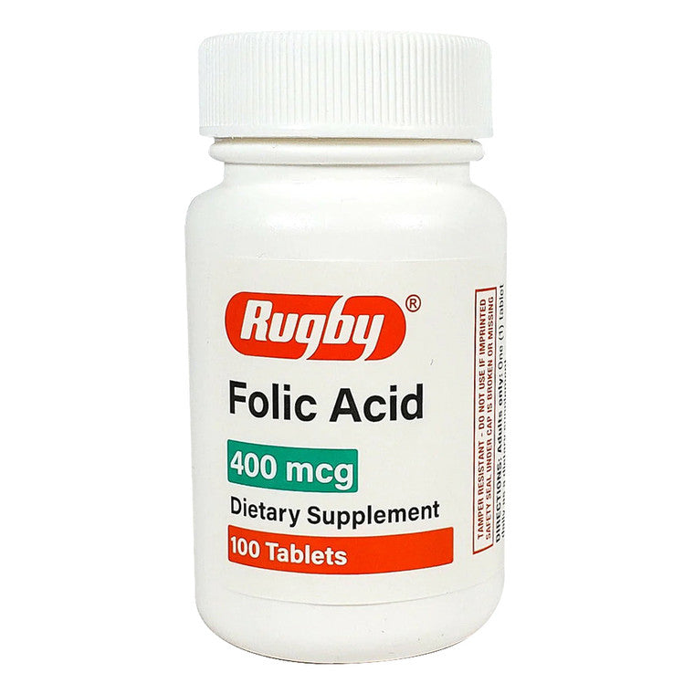 Rugby Rugby® Folic Acid 400 mcg - 100 Tablets (Vitamin B9 Supplement) Vitamins & Supplements Lavender