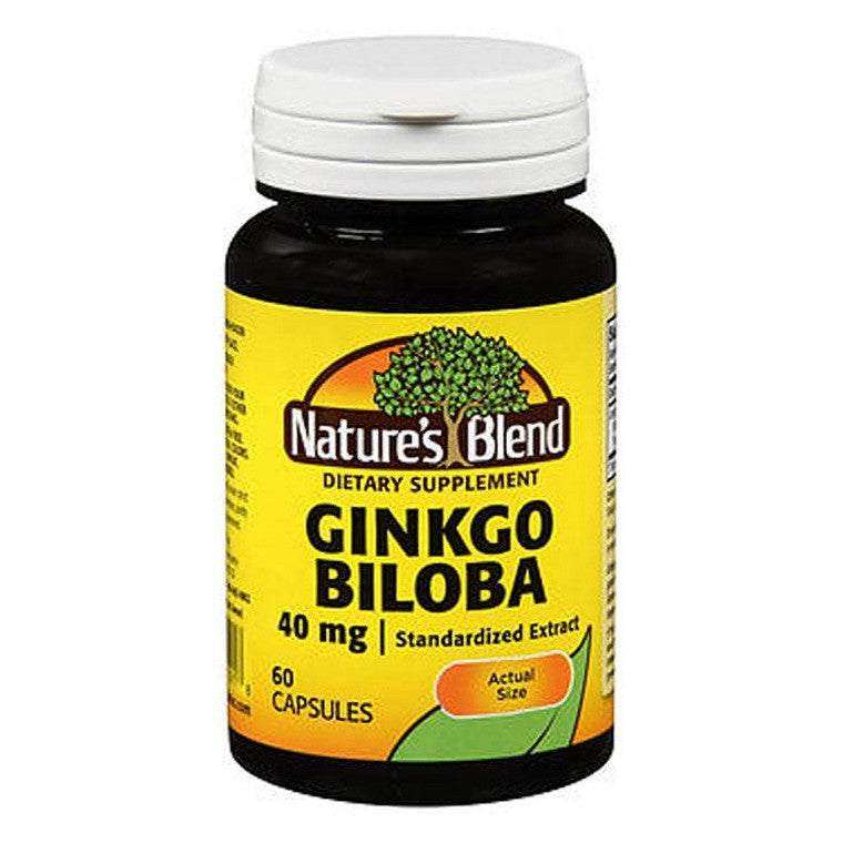 Nature's Blend Nature's Blend Ginkgo Biloba Extract – 40 mg (60 Capsules) Vitamins & Supplements Black