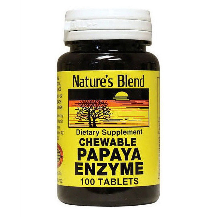 Nature's Blend Nature's Blend Papaya Digestive Enzyme, 100 Chews Vitamins & Supplements Black