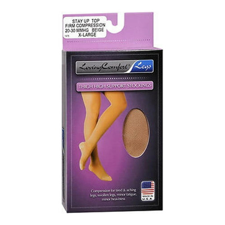Loving Comfort Loving Comfort Thigh High Support Stockings 20-30 Mmhg Beige Medium Hosiery Dark Slate Gray