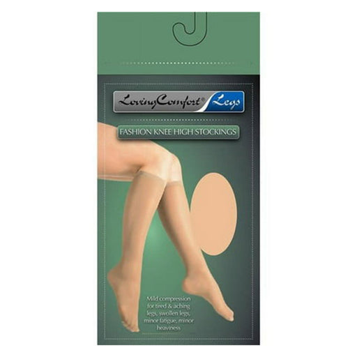 Scott Specialties Loving Comfort Sheer  Stockings  Knee High Closed Toe Womens 8-15Mmhg Beige Medium Hosiery Dim Gray