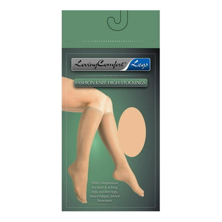 Scott Specialties LOVING COMFORT Sheer Compression Stockings, Knee High, Closed Toe, 20-30 mmHg, Beige, Women's X-Large Hosiery Dim Gray