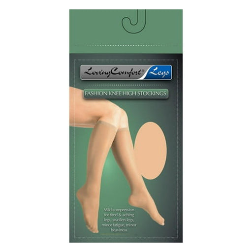 Loving Comfort Loving Comfort Sheer  Stockings Knee High Closed Toe  Women 20-30Mmhg Black Medium Clothing Dim Gray