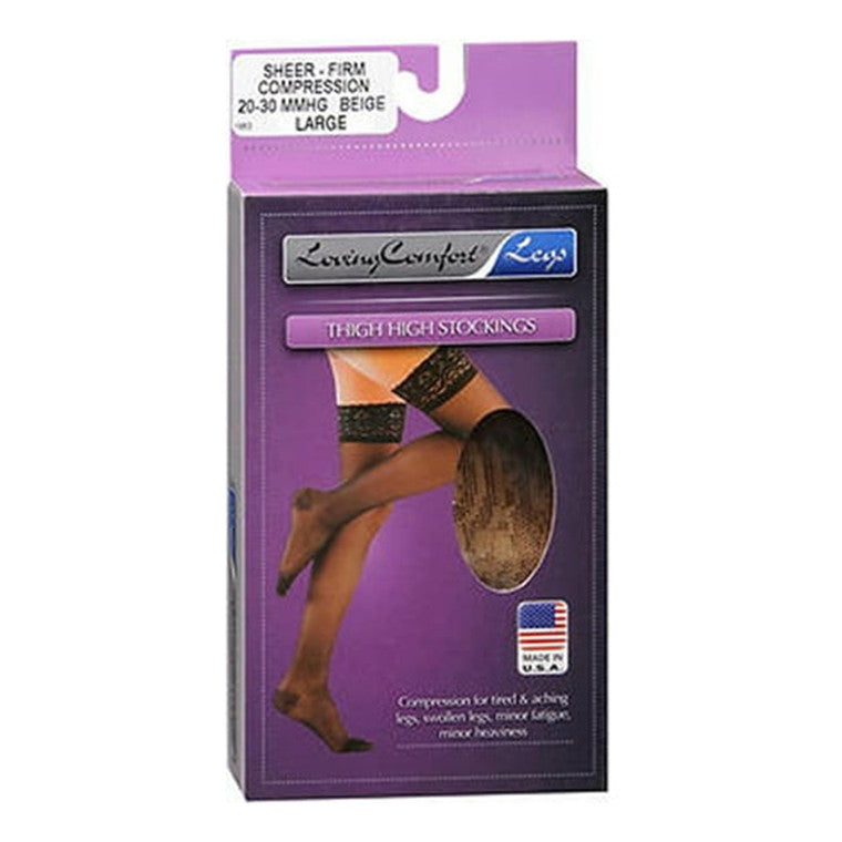 Scott Specialties Loving Comfort® Thigh High Compression Stockings – 20-30 mmHg, Beige, Large Personal Care Dark Slate Gray