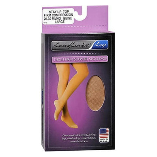 Loving Comfort Loving Comfort Legs Thigh High Support Stockings Firm Compression Beige Large - 1 Pair Personal Care Dark Slate Gray