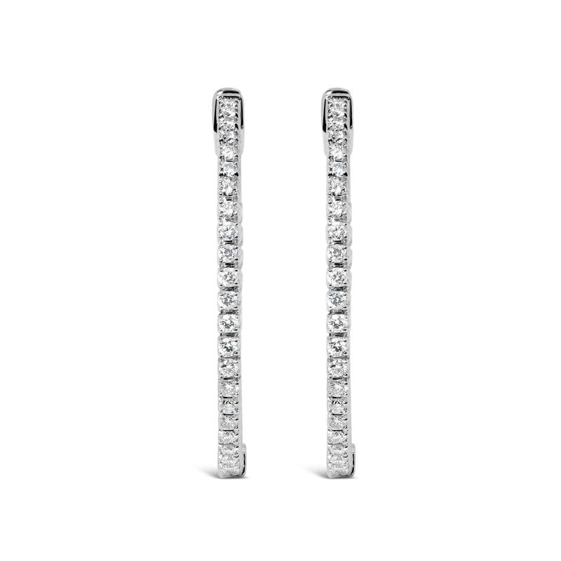 Bids.com 14K White Gold 1 1/2 Cttw Lab Grown Diamond Inside Out Hoop Earrings (G-H Color, VS2-SI1 Clarity) Earrings White Smoke White.Gold / 1.5
