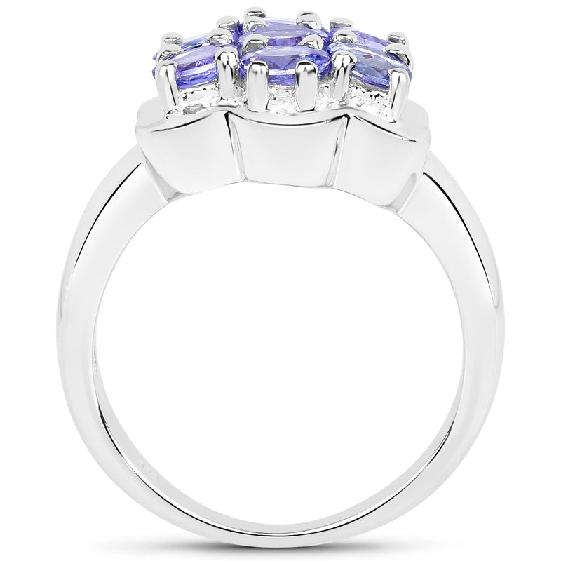 Bids.com 1.19 Carat Genuine Tanzanite .925 Sterling Silver Ring Rings White Smoke size 6.00,size 8.00,size 7.75,size 7.00,size 9.00,size 5.00,size 10.00