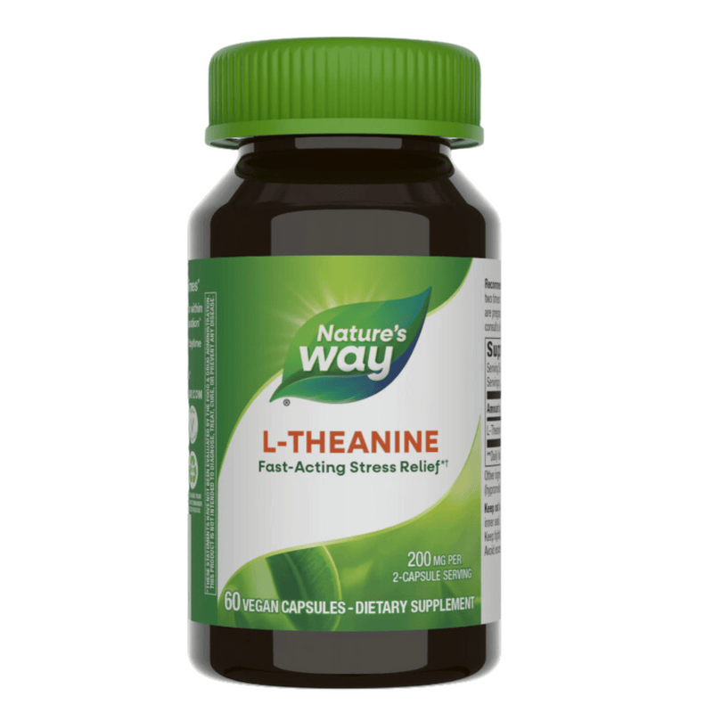 Enzymatic Therapy Nature's Way  Fast- Acting  Stress Relief L-Theanine  60 Vegan Capsules Vitamins & Supplements Light Gray