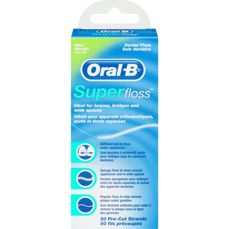Oral-B Oral-B Super Floss Pre-Cut Strands Dental Floss, Mint Dental Floss Cornflower Blue