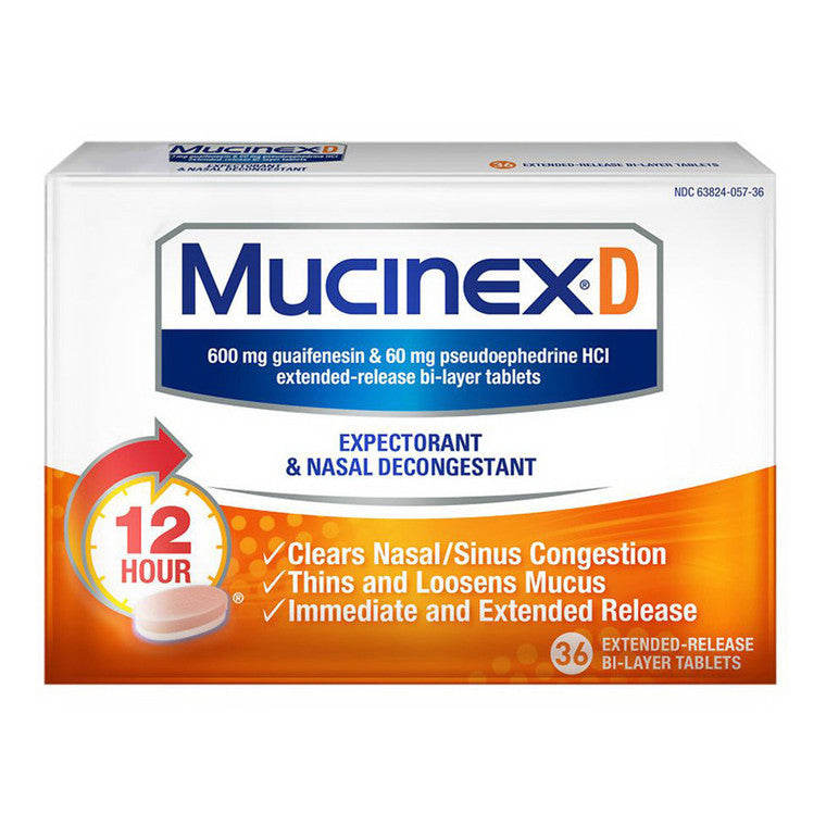 Mucinex Mucinex D Expectorant And Nasal Decongestant Tablets Health & Beauty White Smoke