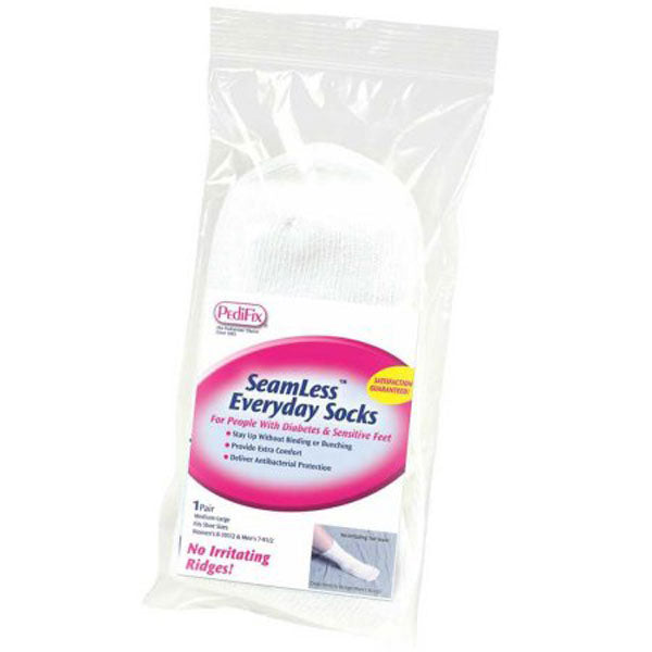 PediFix PediFix Diabetic Solutions SeamLess Everyday Socks Med/Larg Socks White Smoke