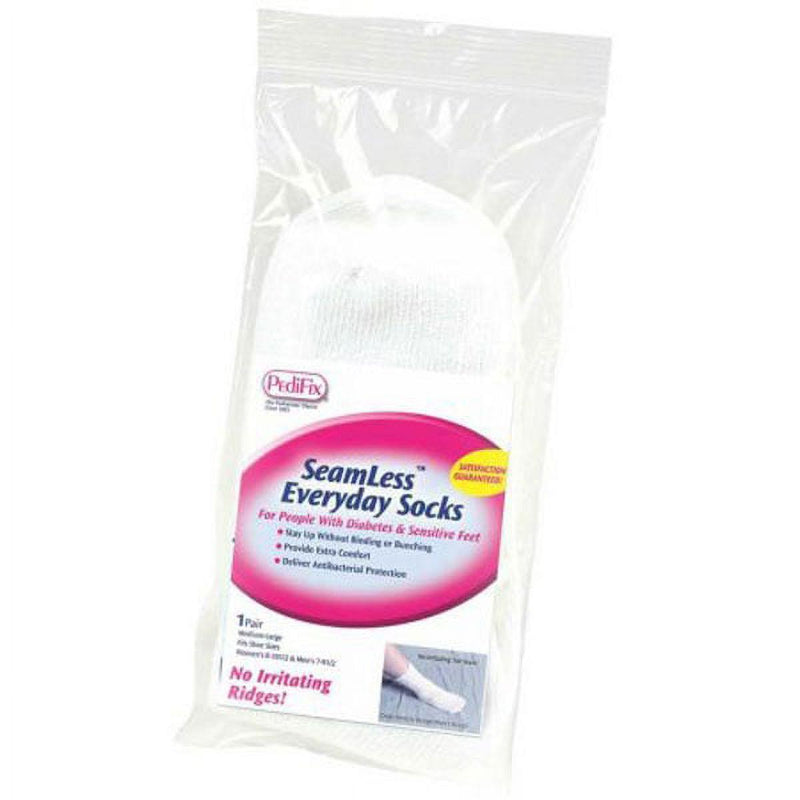 PediFix PediFix Diabetic Solutions SeamLess Everyday Socks XLarge Socks White Smoke