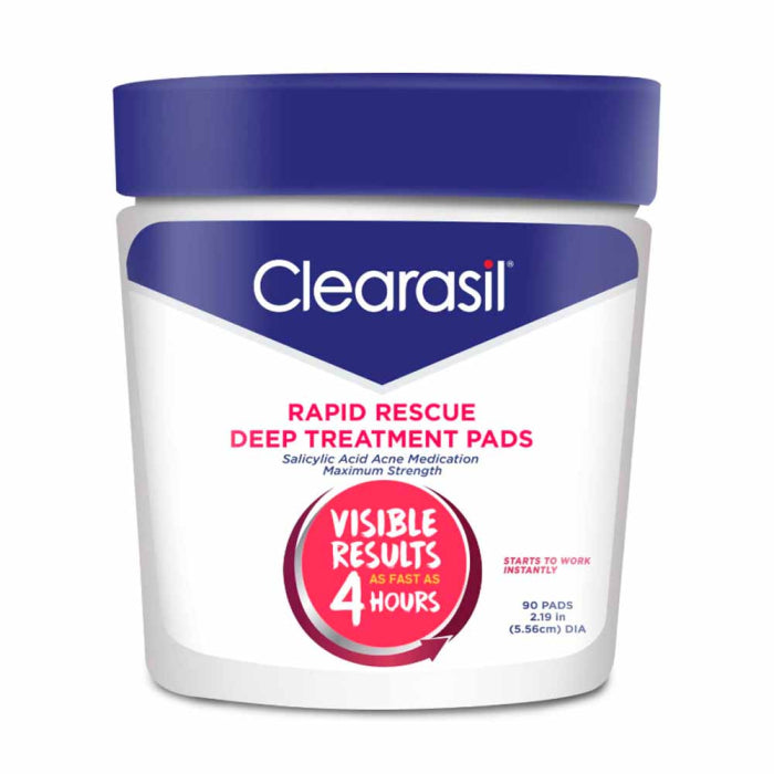 Clearasil Clearasil Rapid Rescue Deep Treatment Pads Salicylic Acid Acne Medication Maximum Strength Skin Care White Smoke