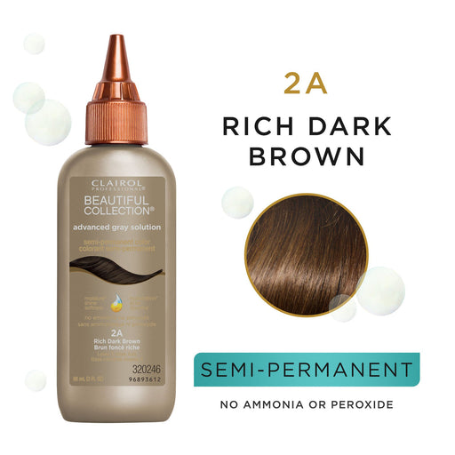 Clairol Professional Clairol Professional Beautiful Collection Advanced Gray Solution 2A Rich Dark Brown 3 Oz Hair Color White Smoke