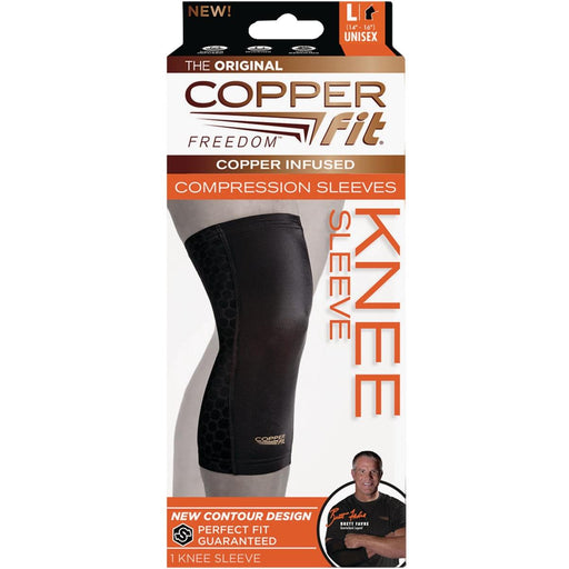 Copper Fit Copper Fit Freedom Black Compression Knee Sleeve Personal Care White Smoke