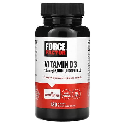 Force Factor Vitamin D3 Gc 125 Mcg  120 Sfg Vitamins & Supplements White Smoke