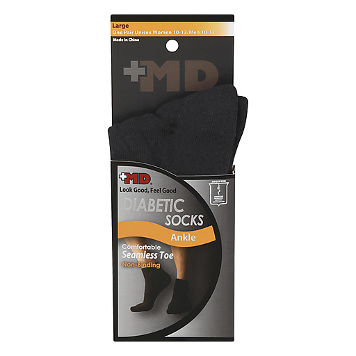 MD MD Diabetic Seamless Toe Black Ankle Socks (Large / Unisex) - 1 Pair Socks Dark Slate Gray