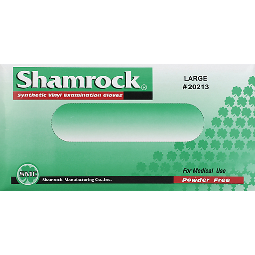 Shamrock Shamrock 20213 Powder Free Clear Vinyl Large Examination Gloves Personal Care Medium Sea Green