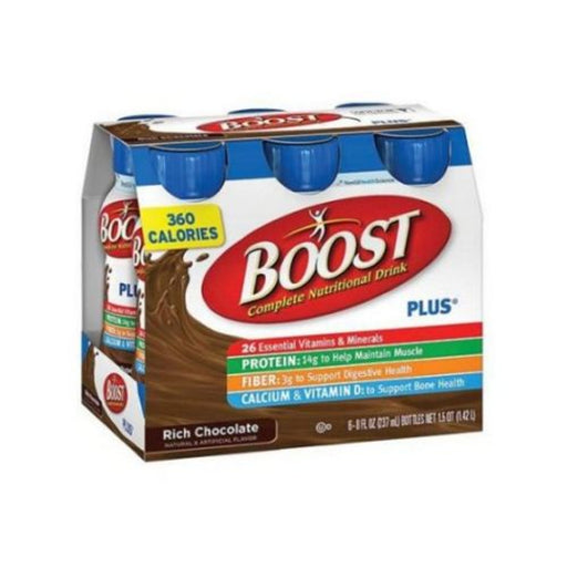 Boost Boost Plus Rich Chocolate Nutritional Drink, 8 Fluid Ounce, 24 Per Case Beverages White Smoke