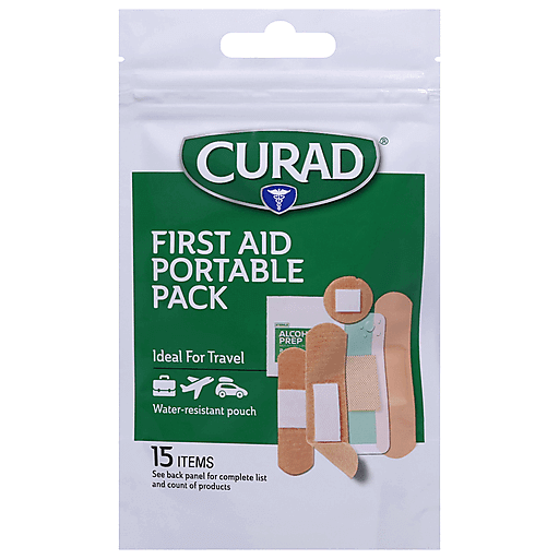 Curad Curad® First Aid Portable Pack – 15 Piece Travel Kit First Aid Light Gray