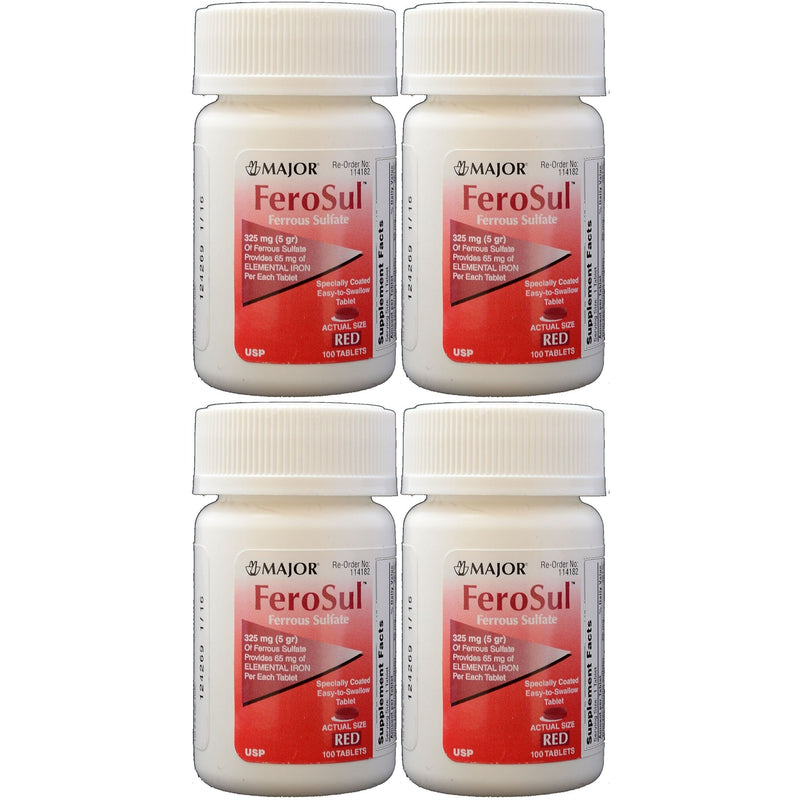 Major Major FeroSul Ferrous Sulfate 325mg, 100 Tablets Health & Beauty Light Gray