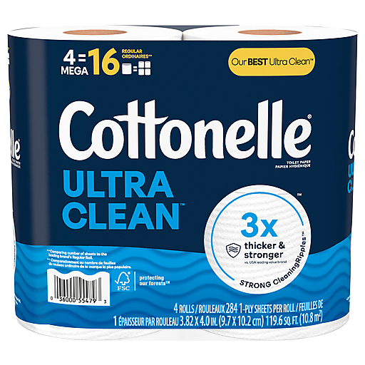 Cottonelle Cottonelle Ultra Clean Toilet Paper, 4 Mega Rolls Toilet Paper Midnight Blue