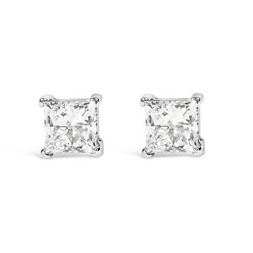 Bids.com 14K White Gold 3/8 Cttw Lab Grown Princess-Cut Diamond 4-Prong Solitaire Stud Earrings (VS1-VS2 Clarity, F-G Color) Earrings White Smoke White.Gold / 0.4