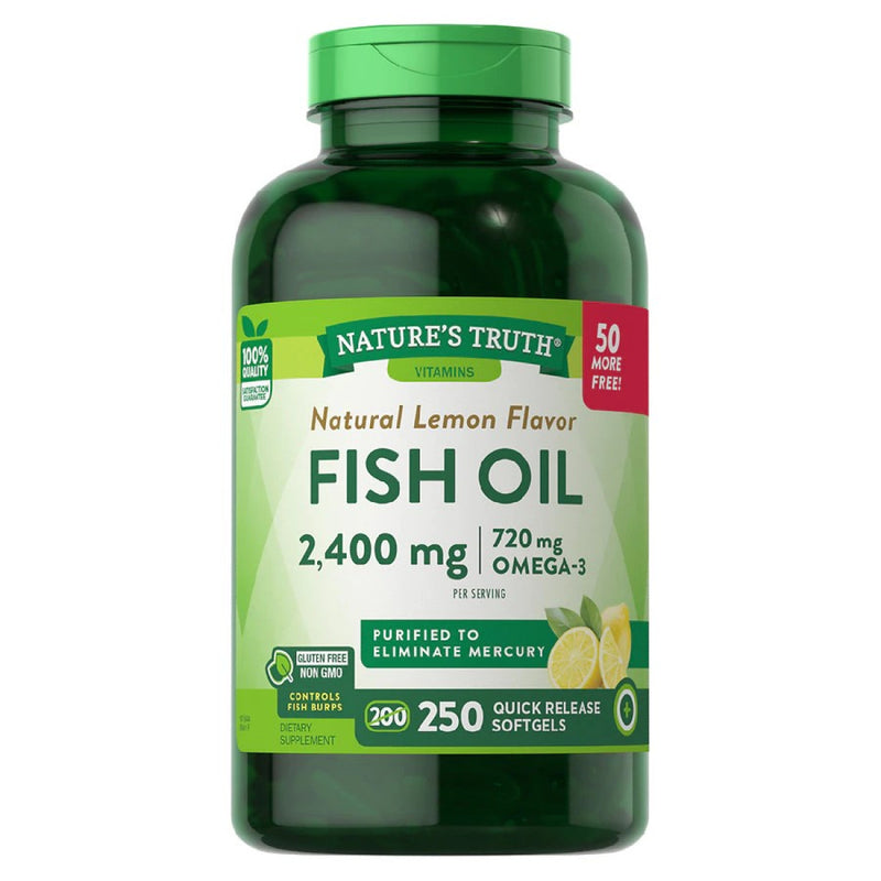 Nature's Truth Nature's Truth Natural Lemon Flavor Fish Oil 2,400 Mg Vitamins & Supplements White Smoke