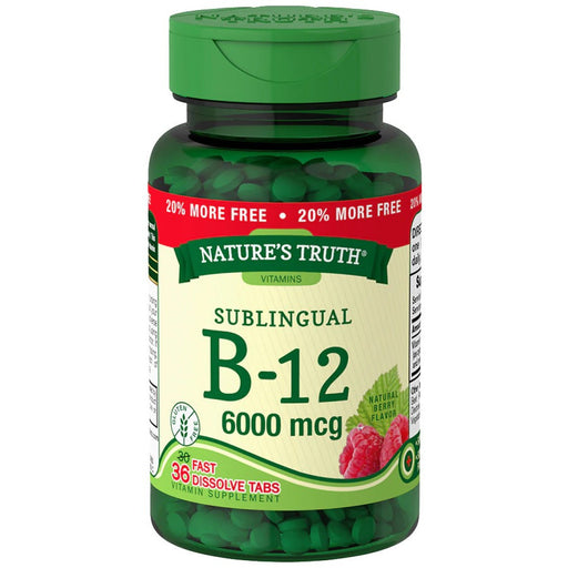 Nature's Truth NT  B-12  Tb 6000 Mcg 30+6 Bns Sl Bry Vitamins & Supplements White Smoke