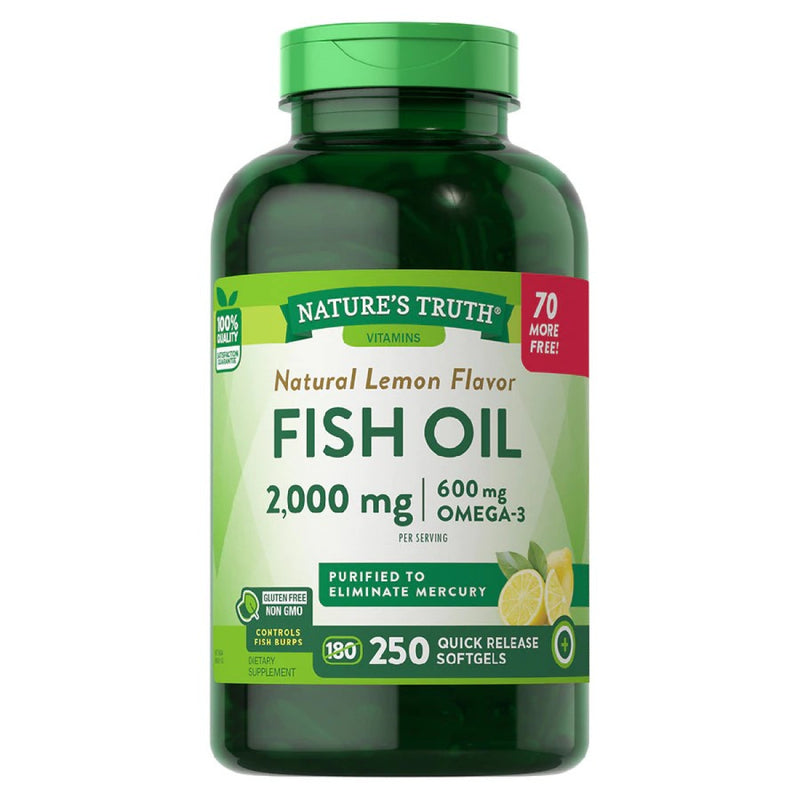 Nature's Truth Nature's Truth Fish Oil 2,000 Mg Lemon Vitamins & Supplements White Smoke