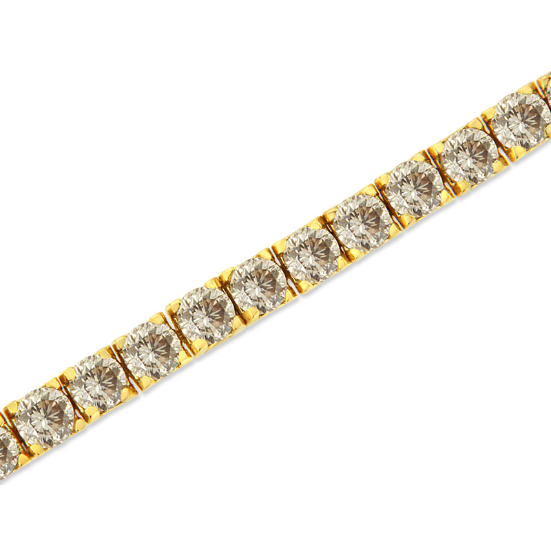 Bids.com 14K Yellow Gold Plated .925 Sterling Silver 8.0 Cttw Diamond Classic Link Tennis Bracelet (K-L Color, I2-I3 Clarity) - 7-1/4" Bracelets White Smoke Yellow.Sterling Silver / 7.25