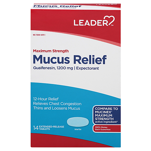 Leader Leader Mucus Relief 1,200mg 14 Tablets Medicine & Drugs Lavender