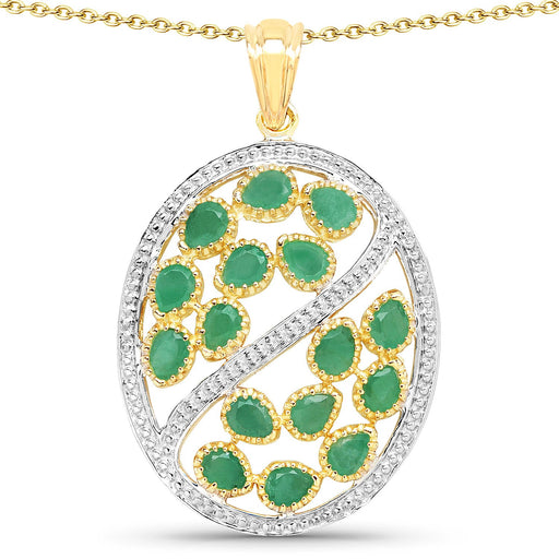 Bids.com 2.24 Carat Genuine Emerald .925 Sterling Silver Pendant Pendants White Smoke