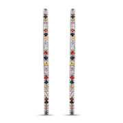 Bids.com 2.24 Carat Genuine Multi Sapphire .925 Sterling Silver Earrings Earrings White Smoke
