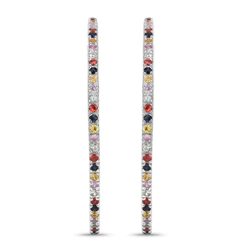 Bids.com 2.24 Carat Genuine Multi Sapphire .925 Sterling Silver Earrings Earrings White Smoke