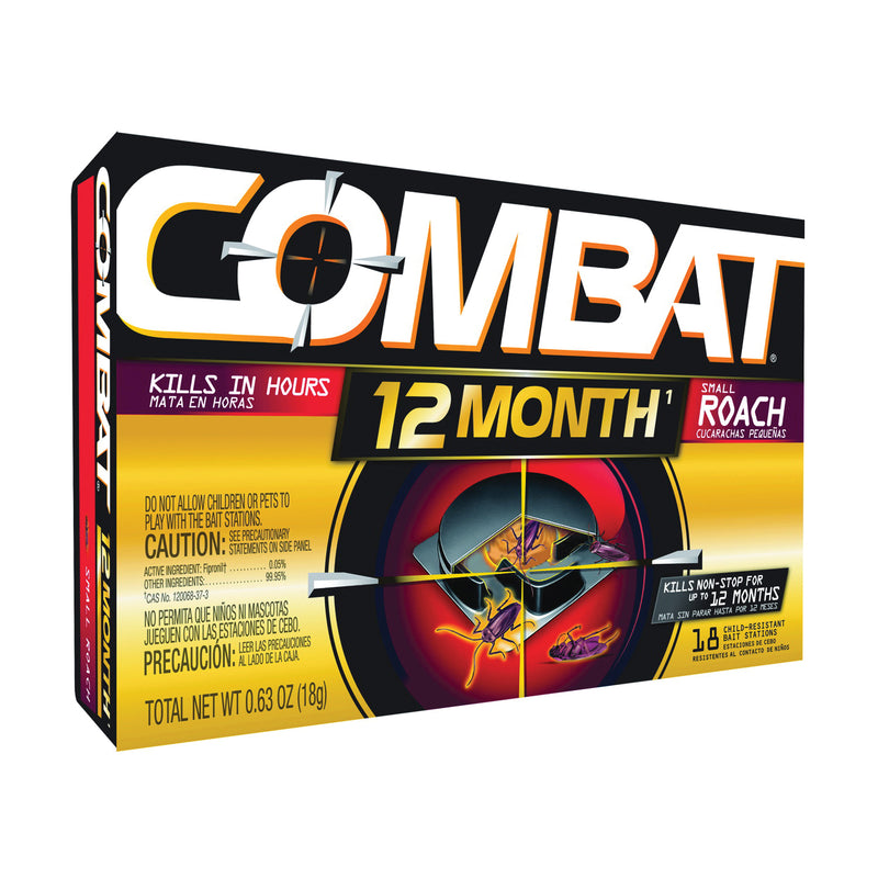 Combat Combat Max Small Roaches 12 Month Roach Killing Bait Stations 18 Ct Box Pest Control White Smoke