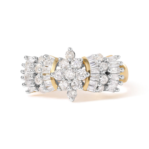 Bids.com 10K Yellow Gold 1.00 Cttw Diamond Starburst Ring Band (H-I Color, I1-I2 Clarity) - Ring Size 7 Rings White Smoke 7 / Yellow.Gold