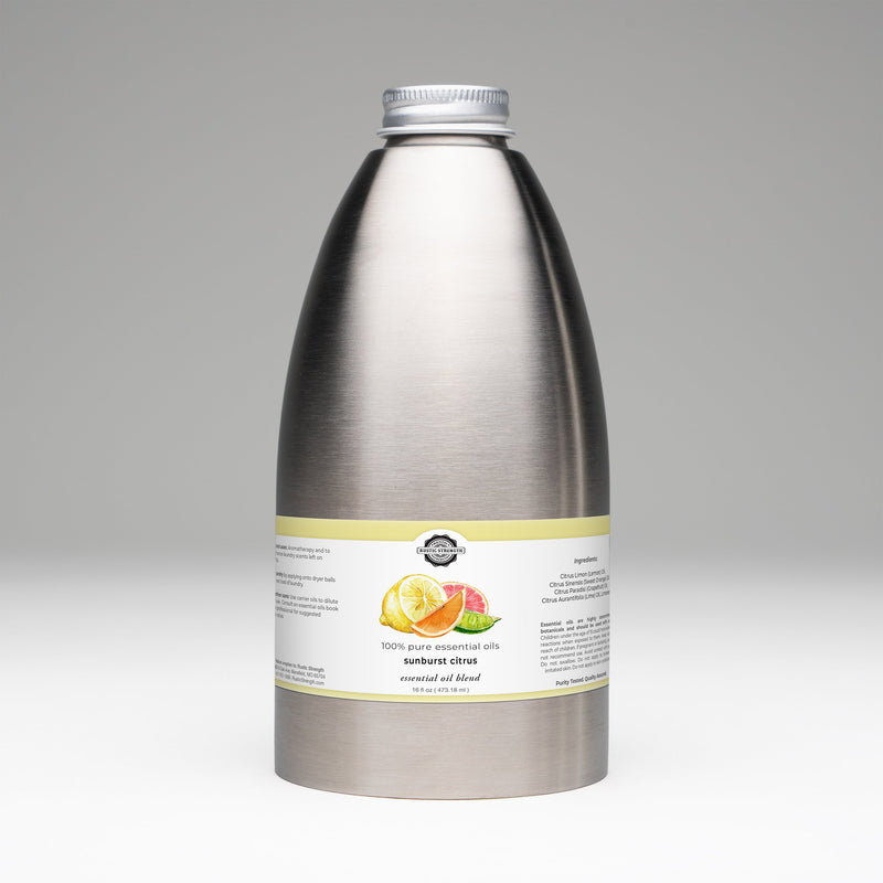 Rustic Strength Sunburst Citrus Essential Oil Blend Scenting Oil Dark Gray 16 oz Stainless Steel Bottle