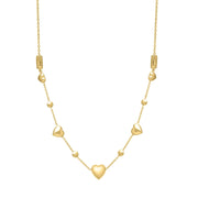 Bids.com 14k Yellow Gold Puff Heart Adjustable Necklace Necklaces White Smoke 24 / Yellow Gold