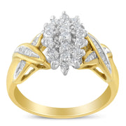 Bids.com 10K Yellow Gold Round And Baguette-Cut Diamond Ring (1/2 Cttw, H-I Color, I1-I2 Clarity) - Size 6 Rings White Smoke 7 / Yellow.Gold,6 / Yellow.Gold,8 / Yellow.Gold