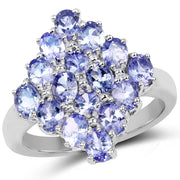 Bids.com 2.72 Carat Genuine Tanzanite .925 Sterling Silver Ring Rings White Smoke size 7.00,size 8.00,size 5.00,size 5.50,size 6.00,size 9.00