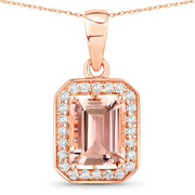 Bids.com 1.51 Carat Genuine Morganite and White Diamond 14K Rose Gold Pendant Pendants White Smoke size 18.00