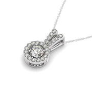 Bids.com Round Pendant with Split Bail and Diamond Halo in 14k White Gold (3/4 cttw) Necklaces White Smoke 18 / White Gold