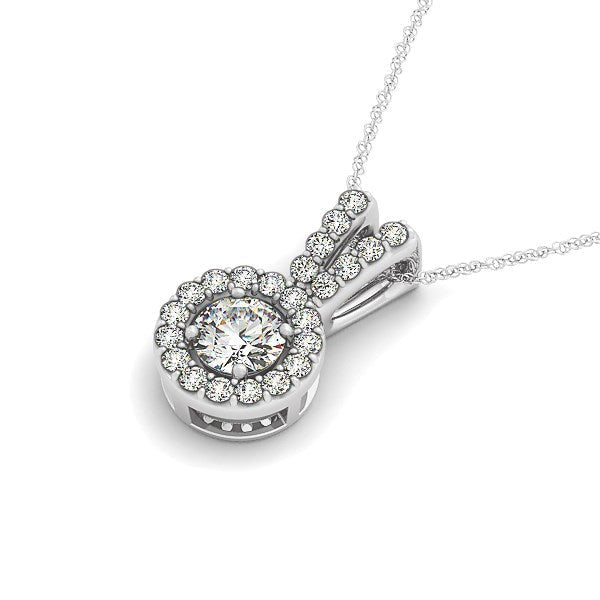 Bids.com Round Pendant with Split Bail and Diamond Halo in 14k White Gold (3/4 cttw) Necklaces White Smoke 18 / White Gold