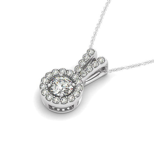 Bids.com Round Pendant with Split Bail and Diamond Halo in 14k White Gold (3/4 cttw) Necklaces White Smoke 18 / White Gold