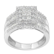 Bids.com 10K White Gold Diamond Cluster Ring (1 cttw, H-I Color, I1-I2 Clarity) Rings White Smoke 7 / White.Gold