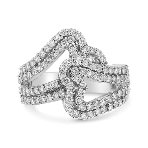 Bids.com 14K White Gold 1 1/2 Cttw Diamond Open Double Heart Bypass Ring Band (H-I Color, VS1-VS2 Clarity) - Ring Size 7 Rings White Smoke 7 / White.Gold