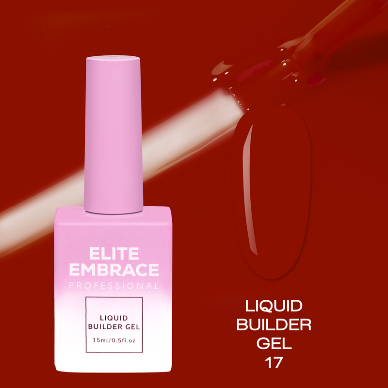 nbmsupply ELITE EMBRACE Professional Liquid Builder Gel 17 15ml ELBG1715 Dark Red