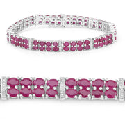 Bids.com 17.65 Carat Glass Filled Ruby and White Topaz .925 Sterling Silver Bracelet Bracelets White Smoke size 7.50
