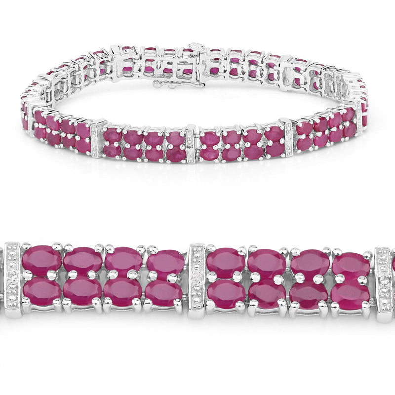 Bids.com 17.65 Carat Glass Filled Ruby and White Topaz .925 Sterling Silver Bracelet Bracelets White Smoke size 7.50